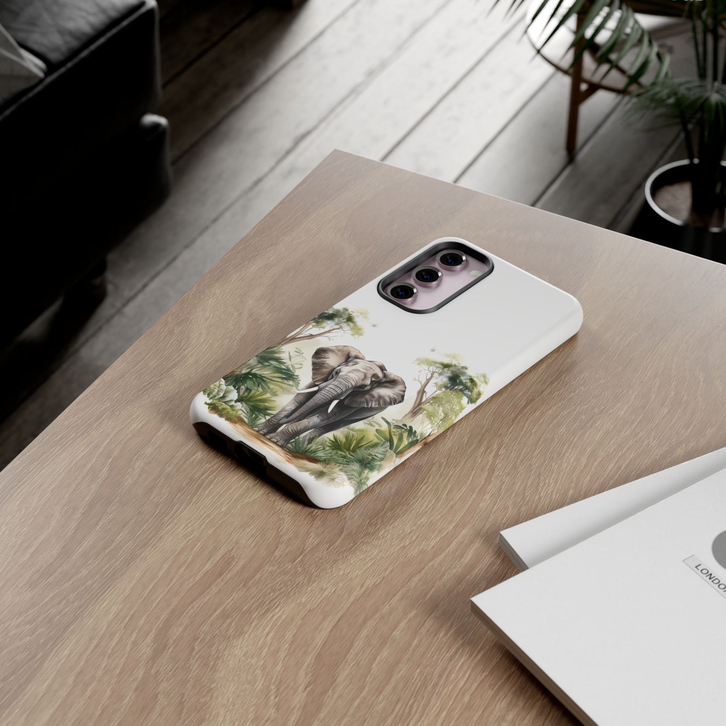 Serene Jungle Elephant Mobile Cover – Watercolor Wildlife Design