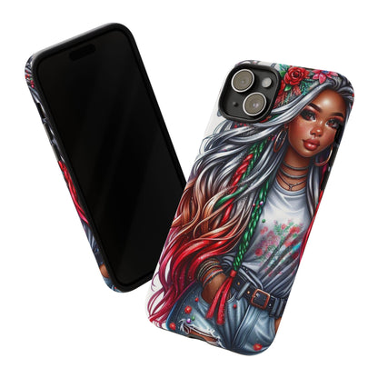 Festive Boho Queen – Holiday Glow & Candy Cane Braids Mobile Cover