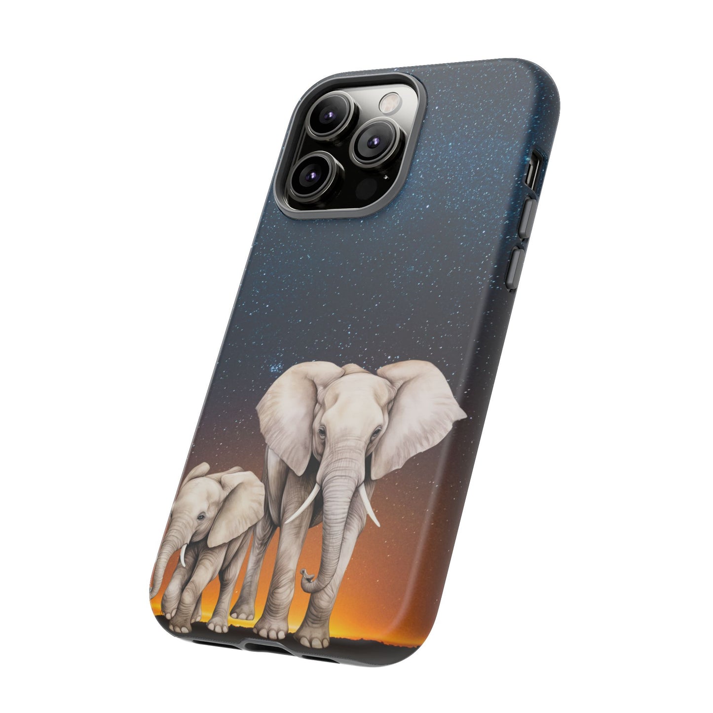Starry Safari Elephant Family Mobile Cover – Cosmic Wildlife Aesthetic