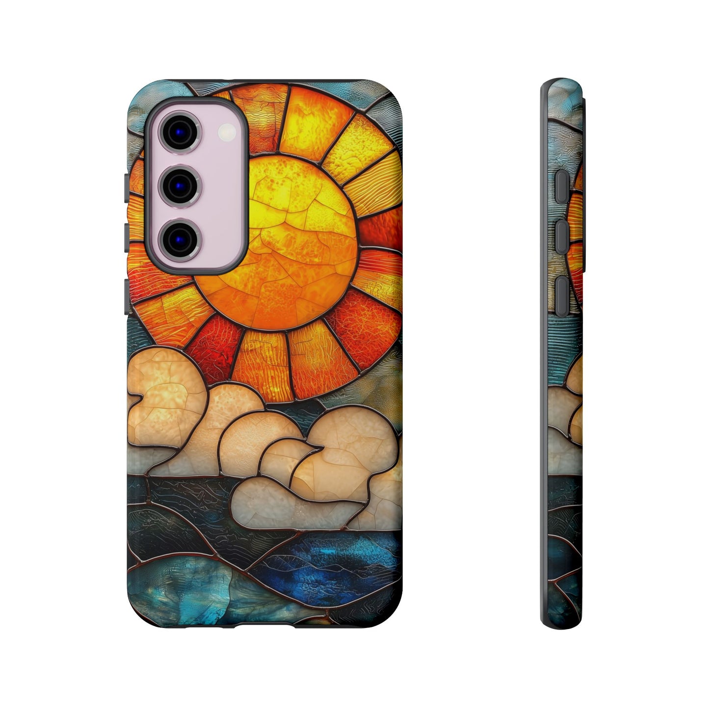 Modern Stained Glass Phone Case – Warm Tones & Abstract Landscape for iPhone, Samsung & Pixel