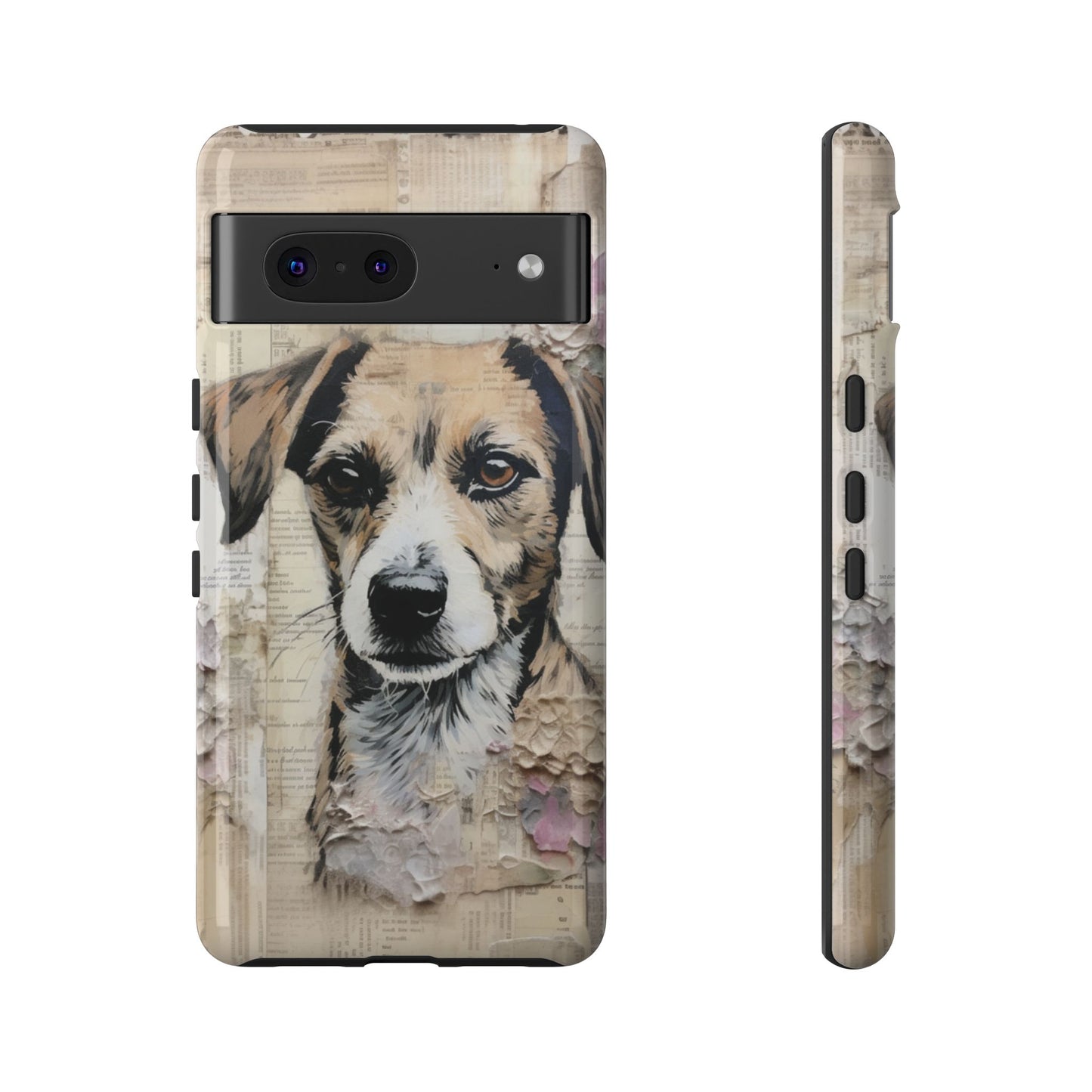 Vintage Collage Dog Portrait Mobile Cover – Artistic Mixed Media Design