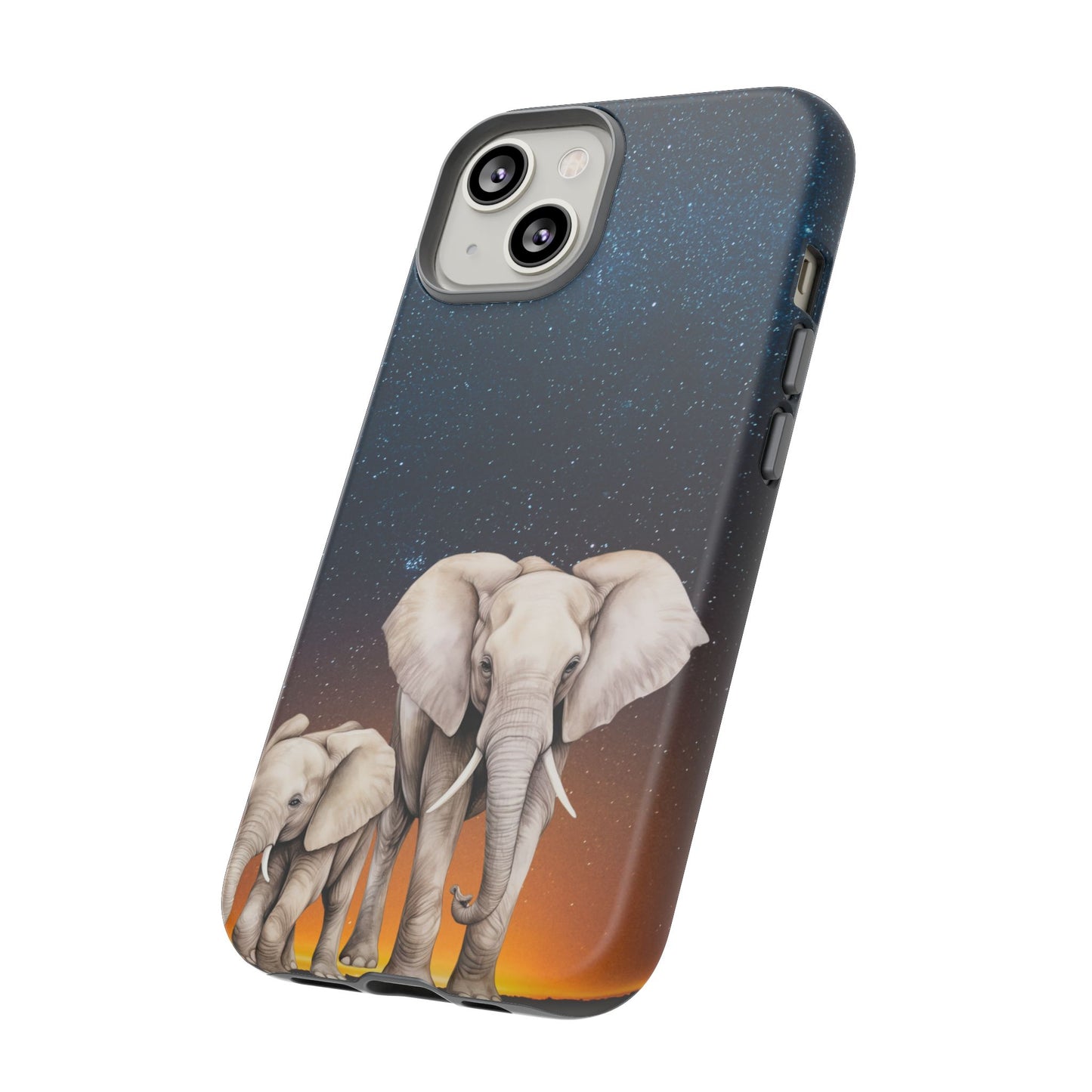 Starry Safari Elephant Family Mobile Cover – Cosmic Wildlife Aesthetic
