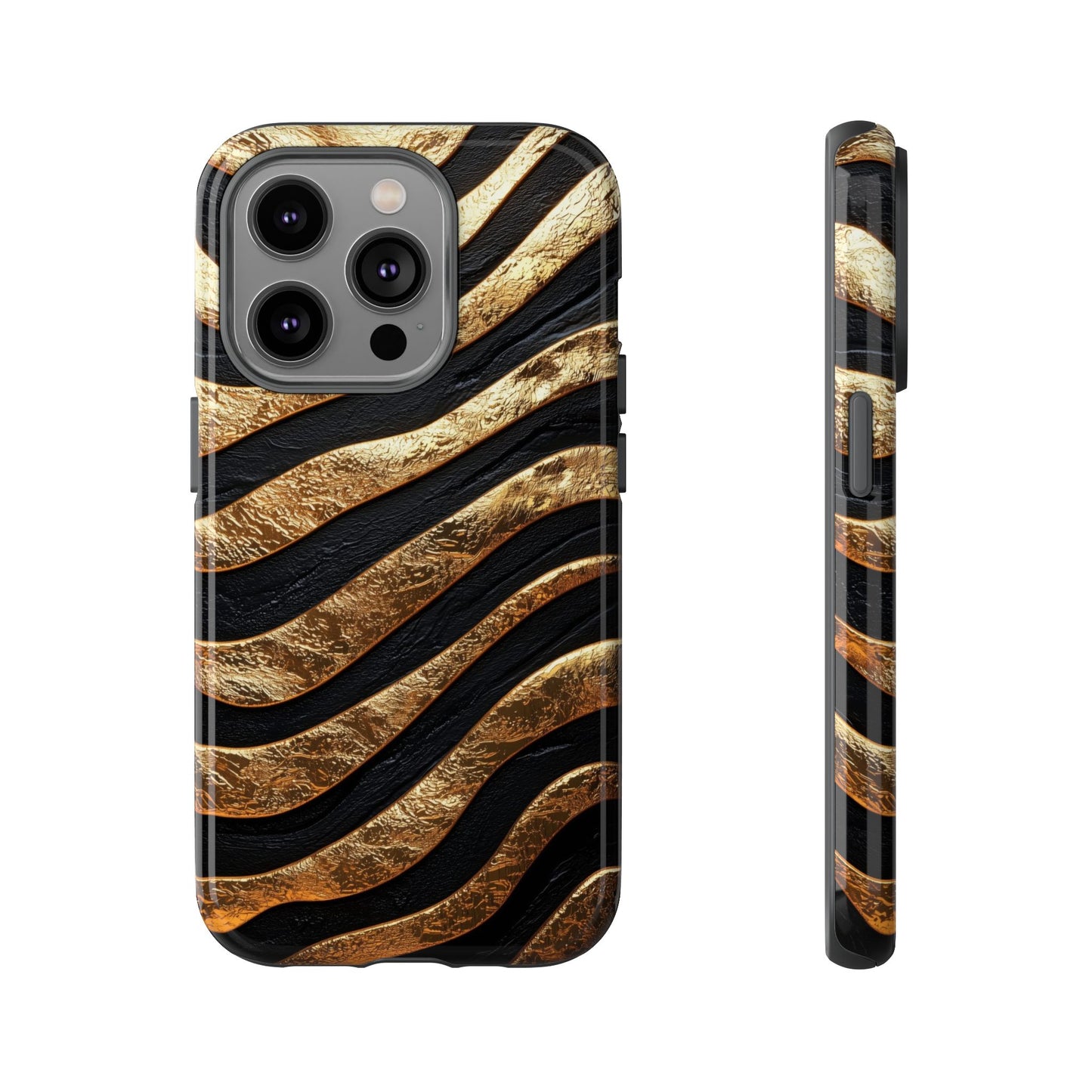 Luxury Black & Gold Zebra Stripes Phone Case for iPhone, Samsung & Google Pixel