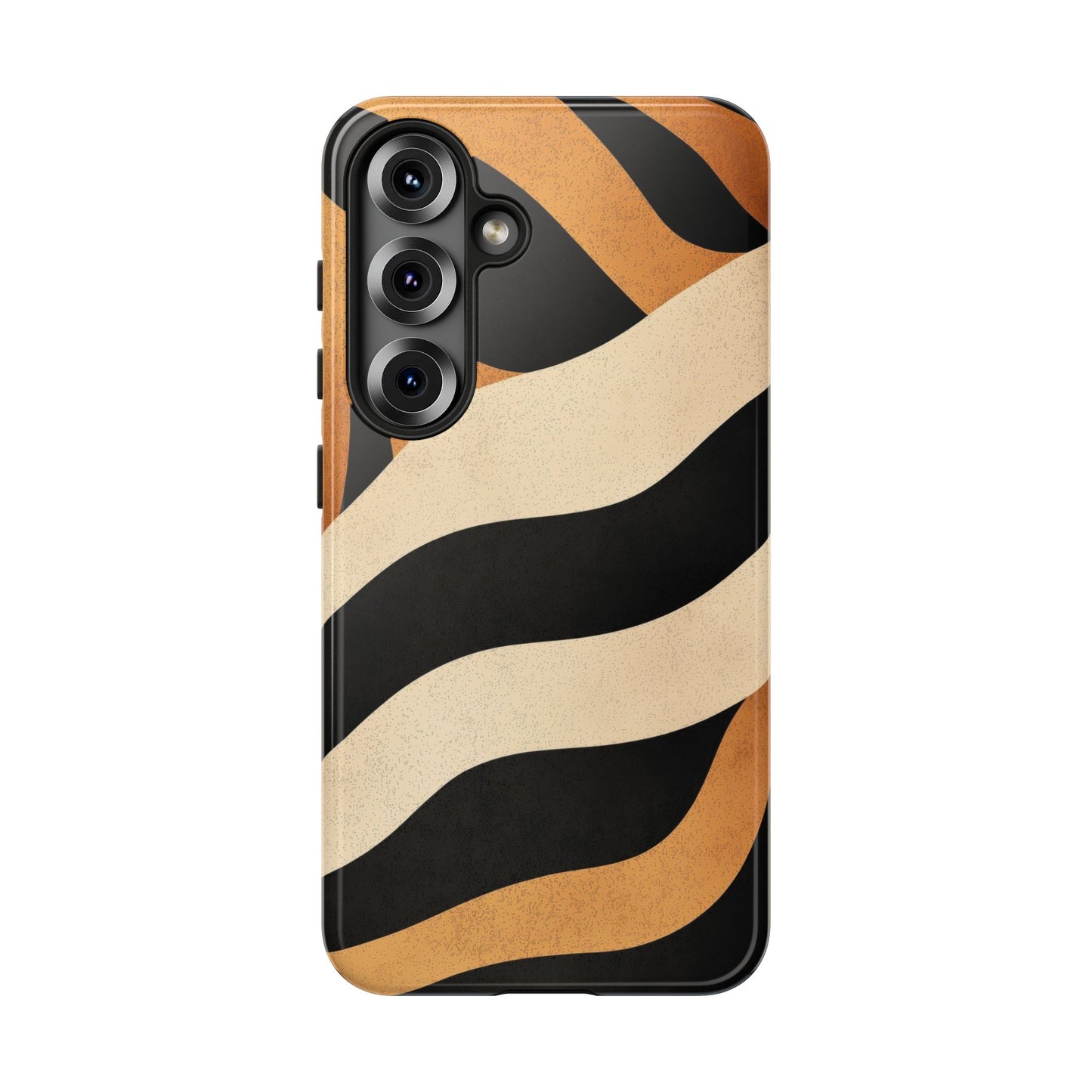 Bold Tiger Stripes Phone Case – Black, Orange & Cream Perfect for iPhone, Samsung & Google Pixel