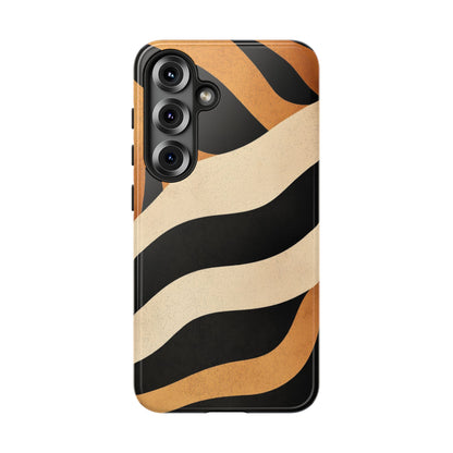 Bold Tiger Stripes Phone Case – Black, Orange & Cream Perfect for iPhone, Samsung & Google Pixel