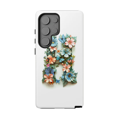 Floral Letter H Phone Case – Personalized Aesthetic Cover for iPhone, Samsung & Google Pixel