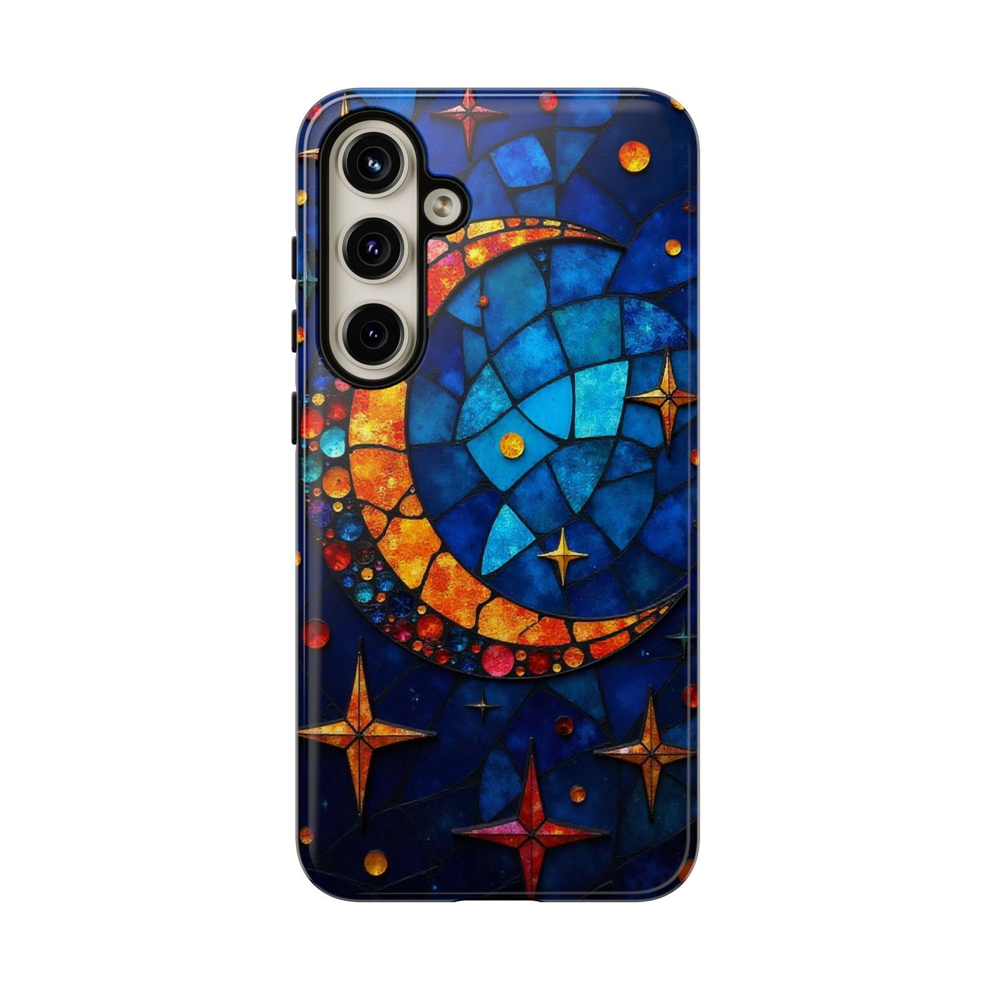 Celestial Crescent: Moon and Stars in Color