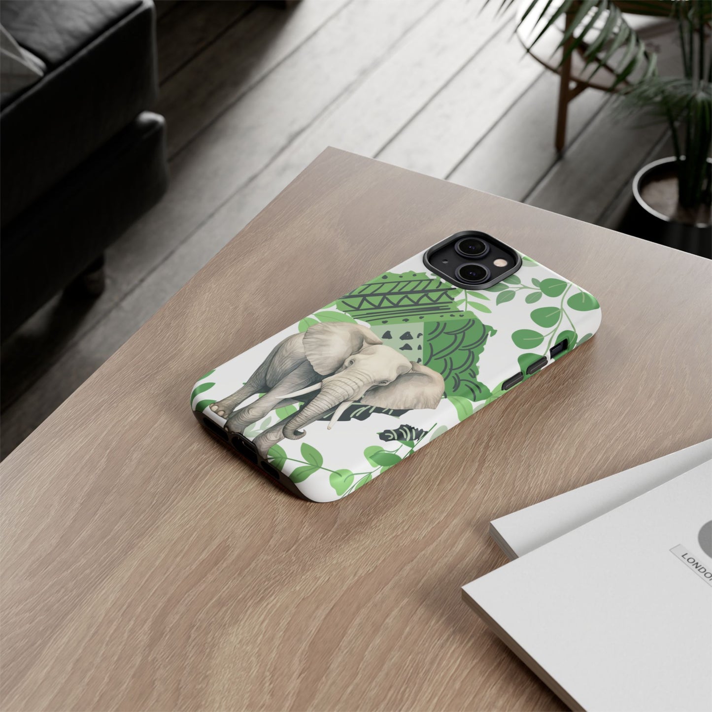 Tropical Elephant Mobile Cover – Nature-Inspired Boho Art