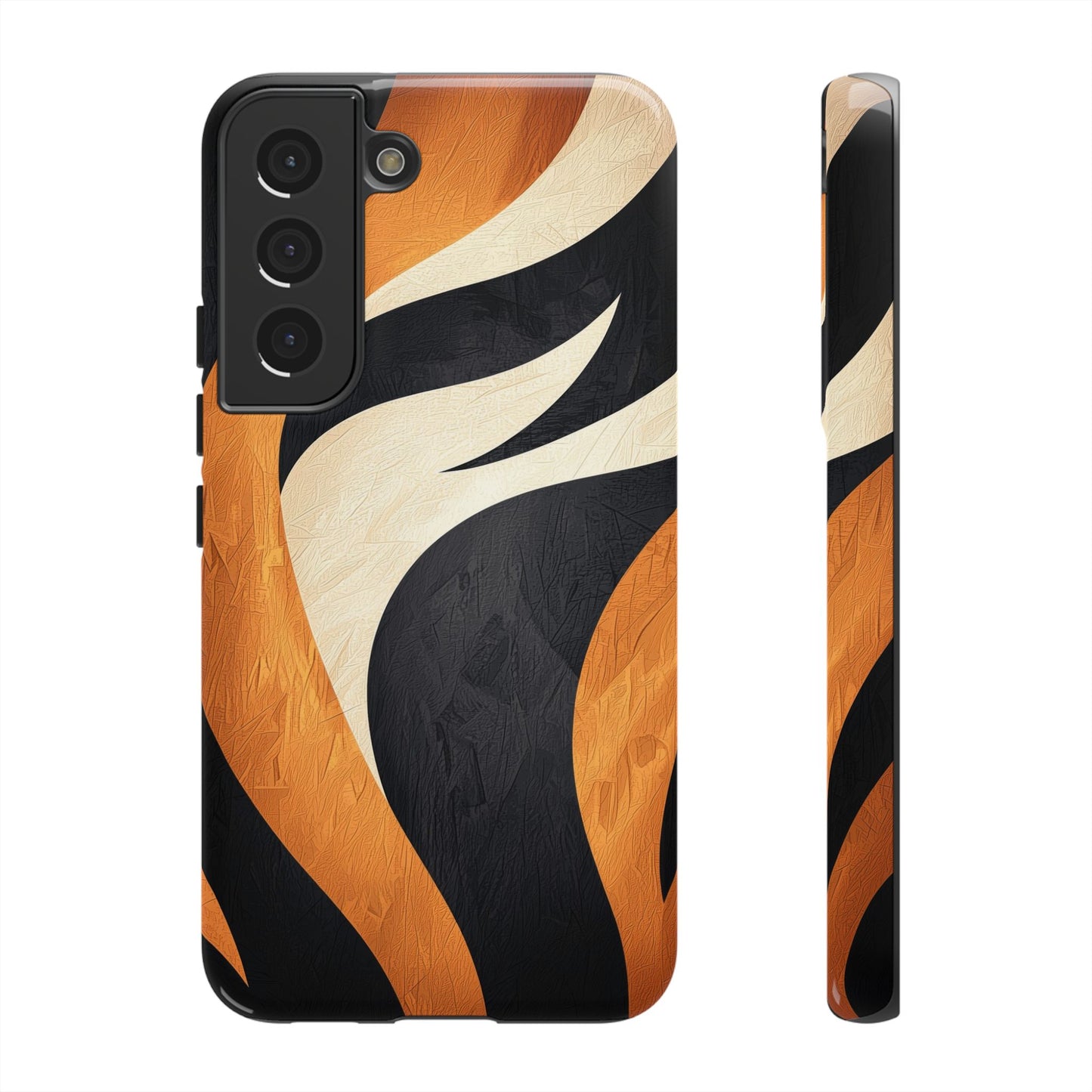 Bold Tiger Stripes Phone Case – Black, Orange & Cream for iPhone, Samsung & Google Pixel