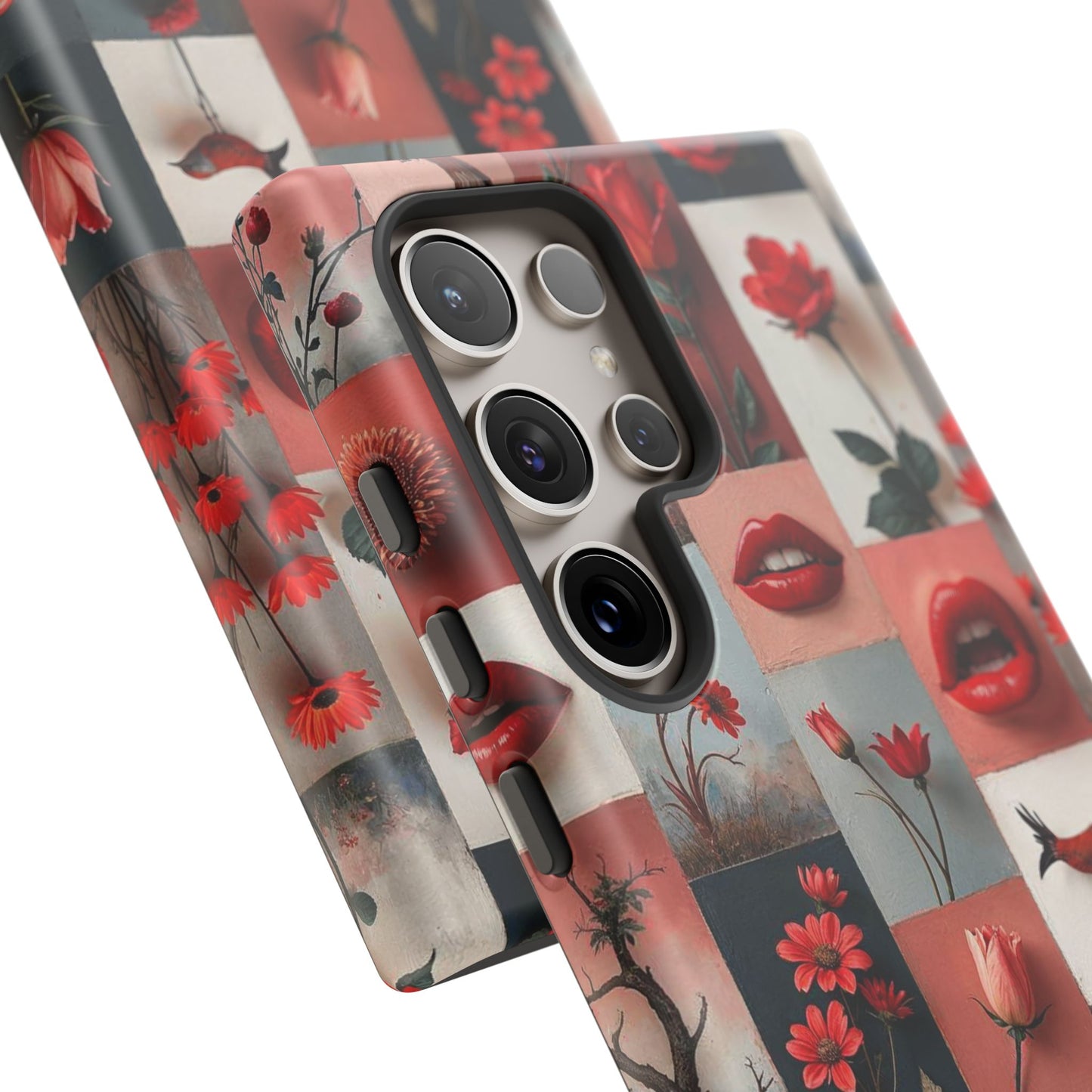 Red Flowers & Lips Collage Phone Case
