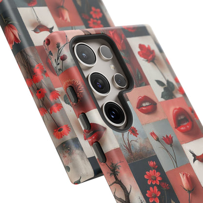 Red Flowers & Lips Collage Phone Case