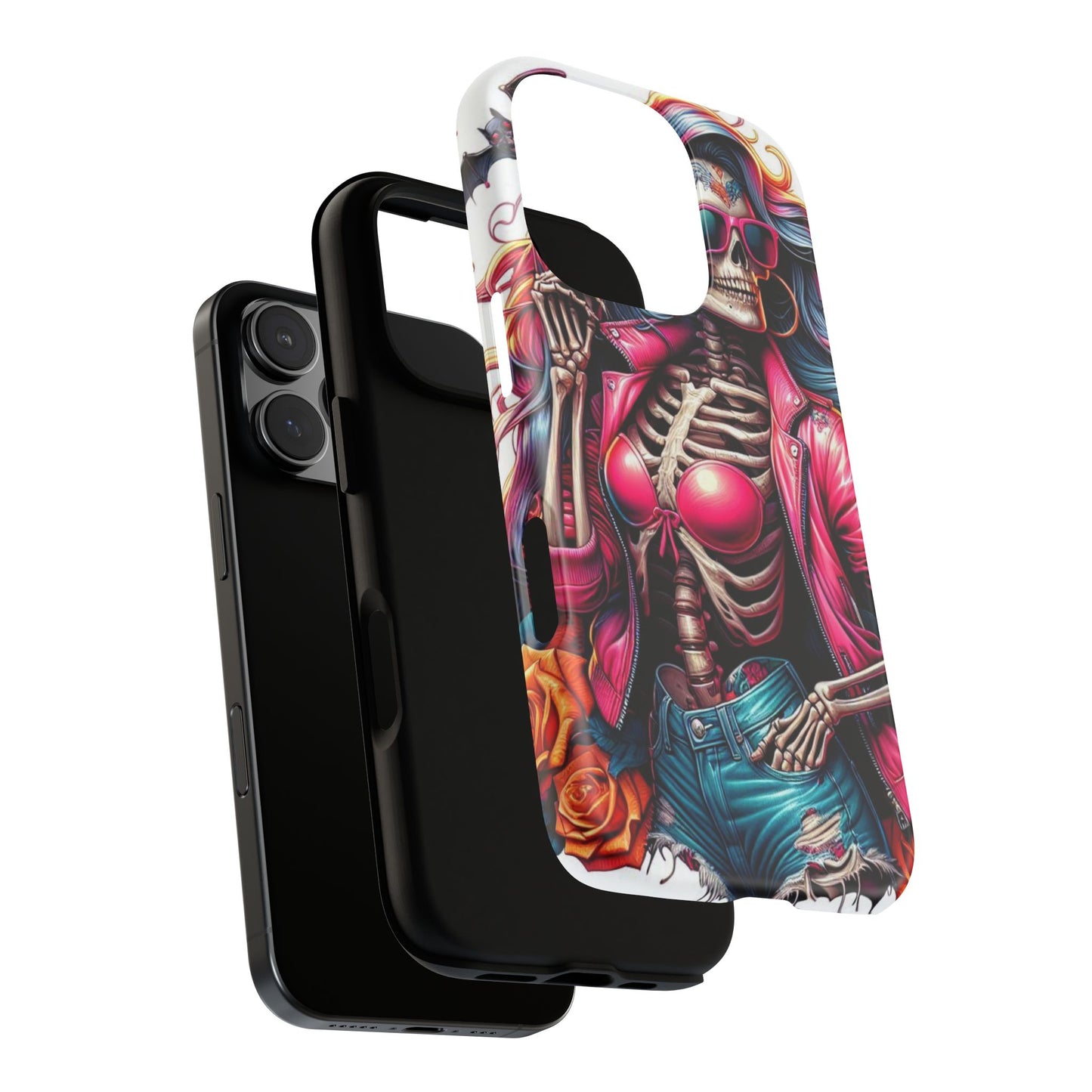Neon Bones – Retro Skeleton & Vibrant Punk Aesthetic Mobile Cover