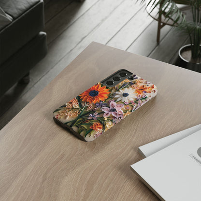 Intricate Quilled Floral Artwork In Vibrant Colors phone case design.