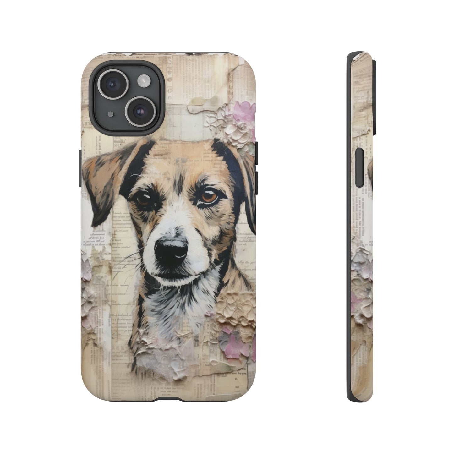 Vintage Collage Dog Portrait Mobile Cover – Artistic Mixed Media Design