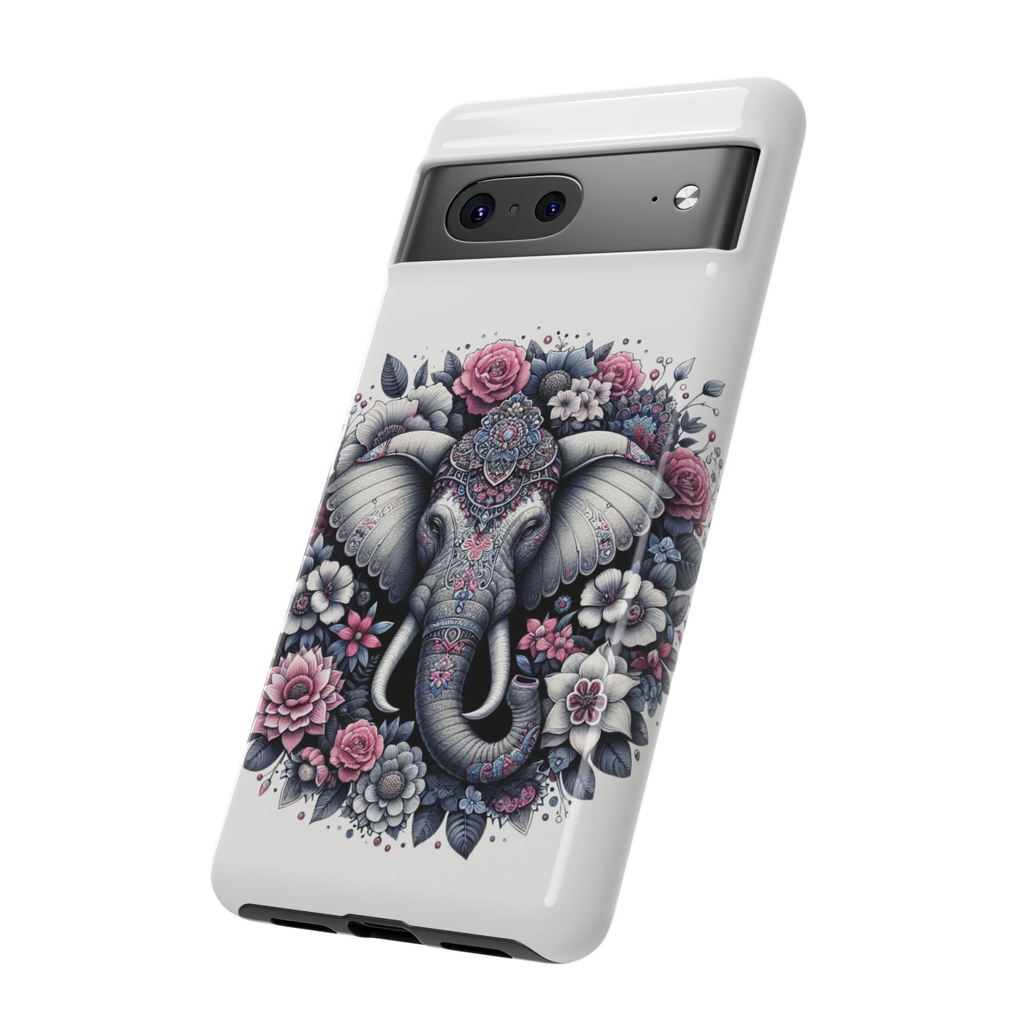 Ornate Floral Elephant Mobile Cover – Elegant Bohemian Art