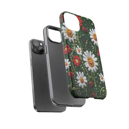 Knitted Pattern With Diamonds And Festive Motifs On Navy phone case design.
