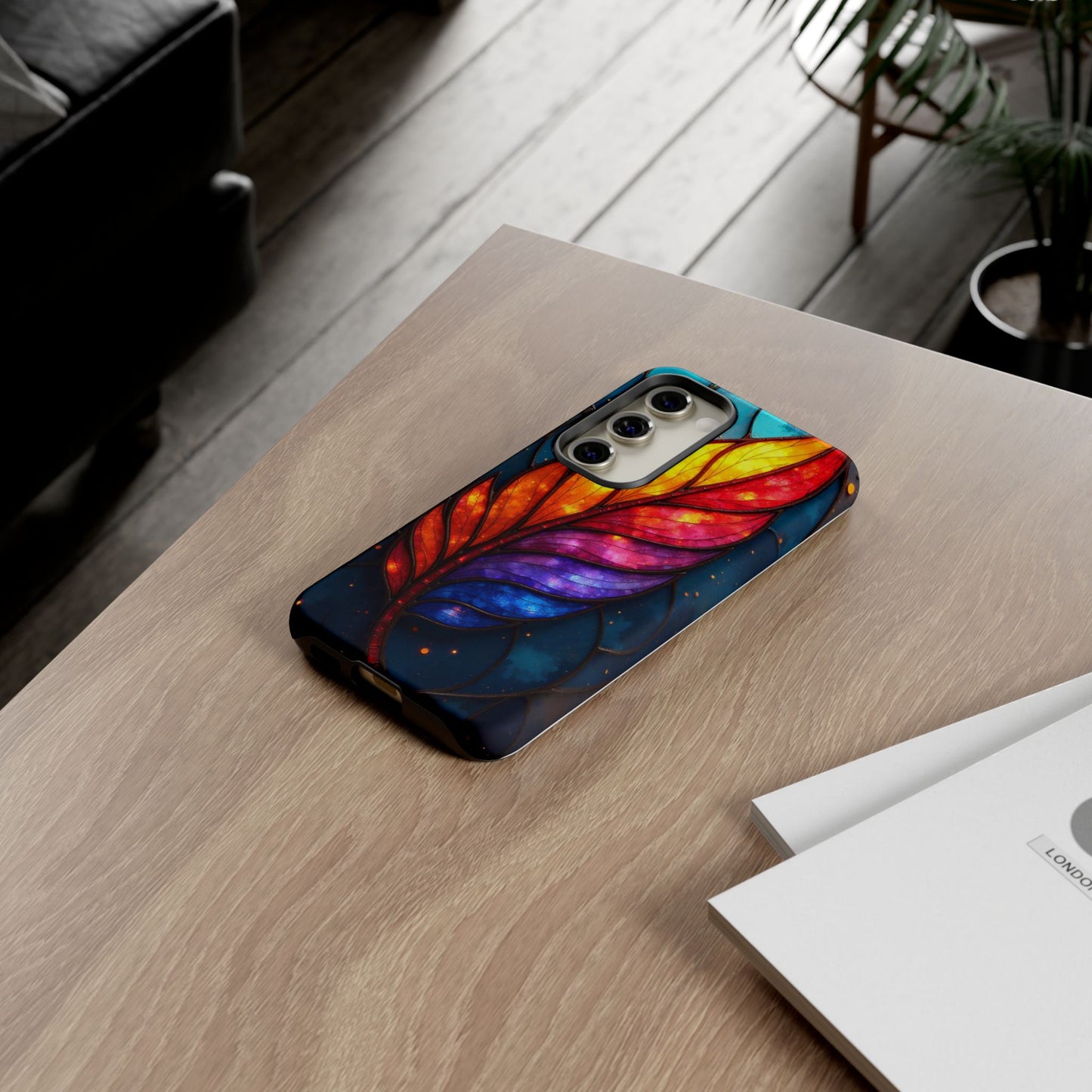 Vivid Feather: Stained Glass Abstract Art