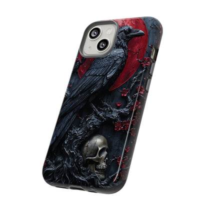 Gothic Sculpture Of Raven On Charcoal Tree Branch phone case design