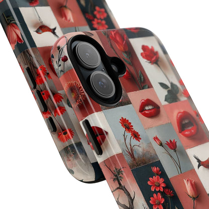 Red Flowers & Lips Collage Phone Case