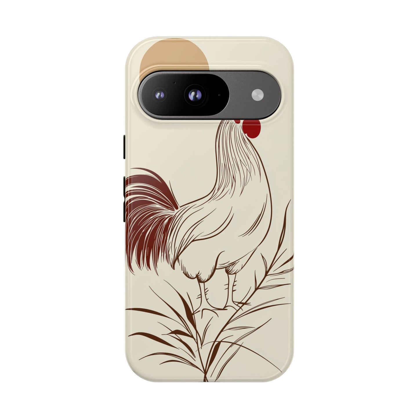 Golden Dawn Rooster: Minimalist Farmstead Charm Case for iPhone, Samsung & Pixel