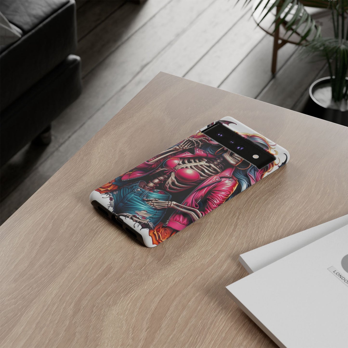 Neon Bones – Retro Skeleton & Vibrant Punk Aesthetic Mobile Cover