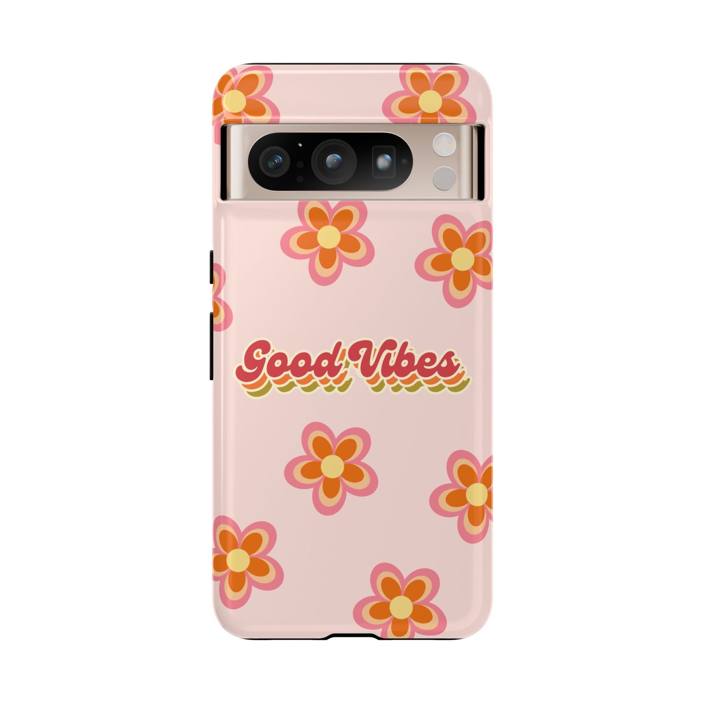 Retro Floral "Good Vibes" Phone Case – Vintage Aesthetic for iPhone, Samsung & Google Pixel