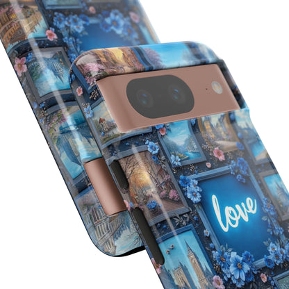 Blue Floral Love Frame Phone Case