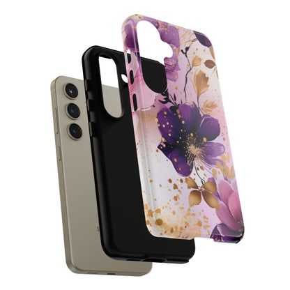 Luxury Purple & Gold Floral Aesthetic Mobile Case