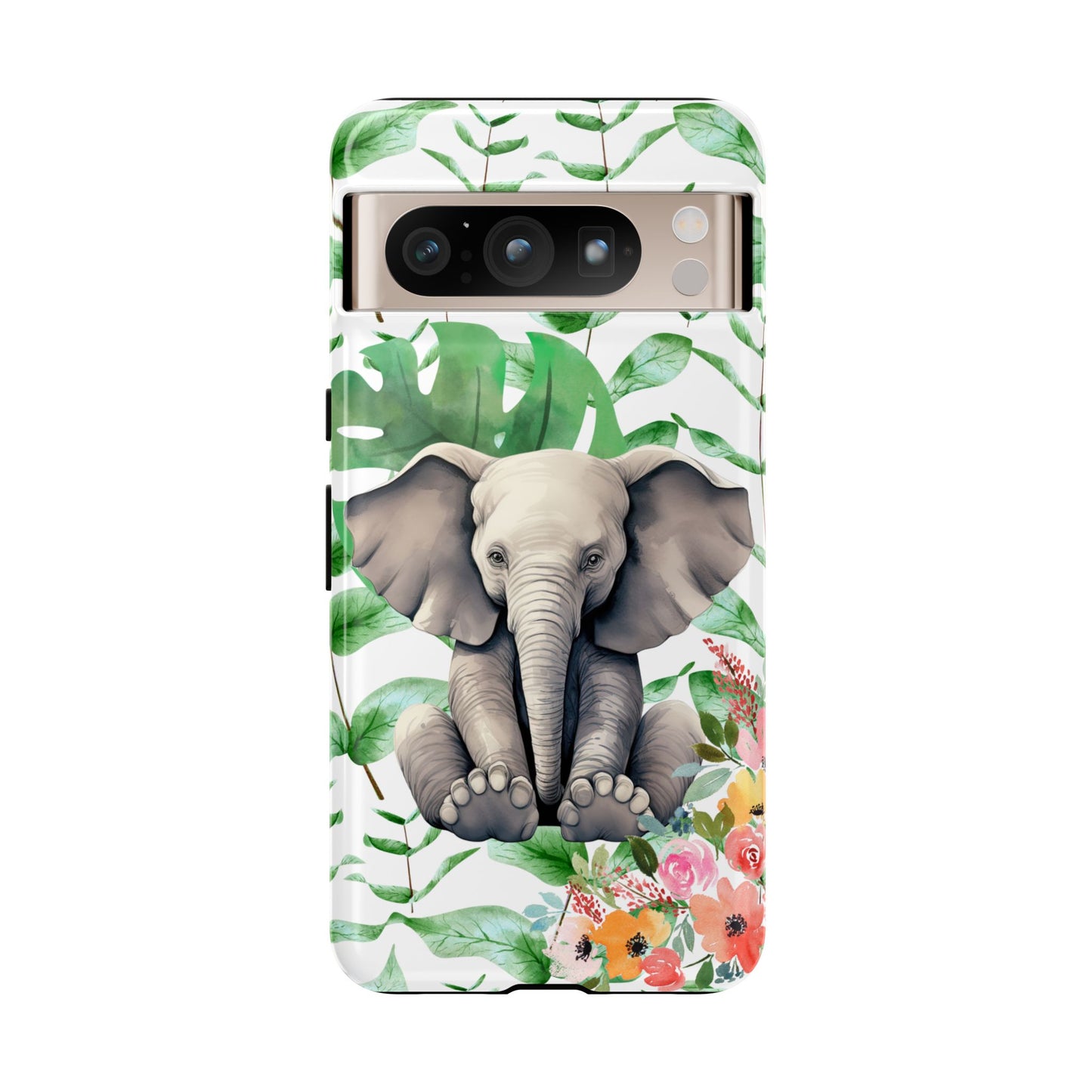 Cute Baby Elephant Mobile Cover – Floral & Tropical Aesthetic