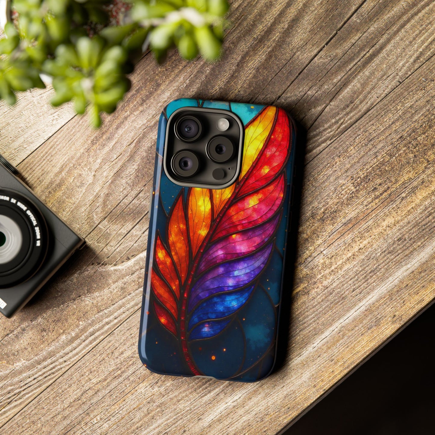 Vivid Feather: Stained Glass Abstract Art