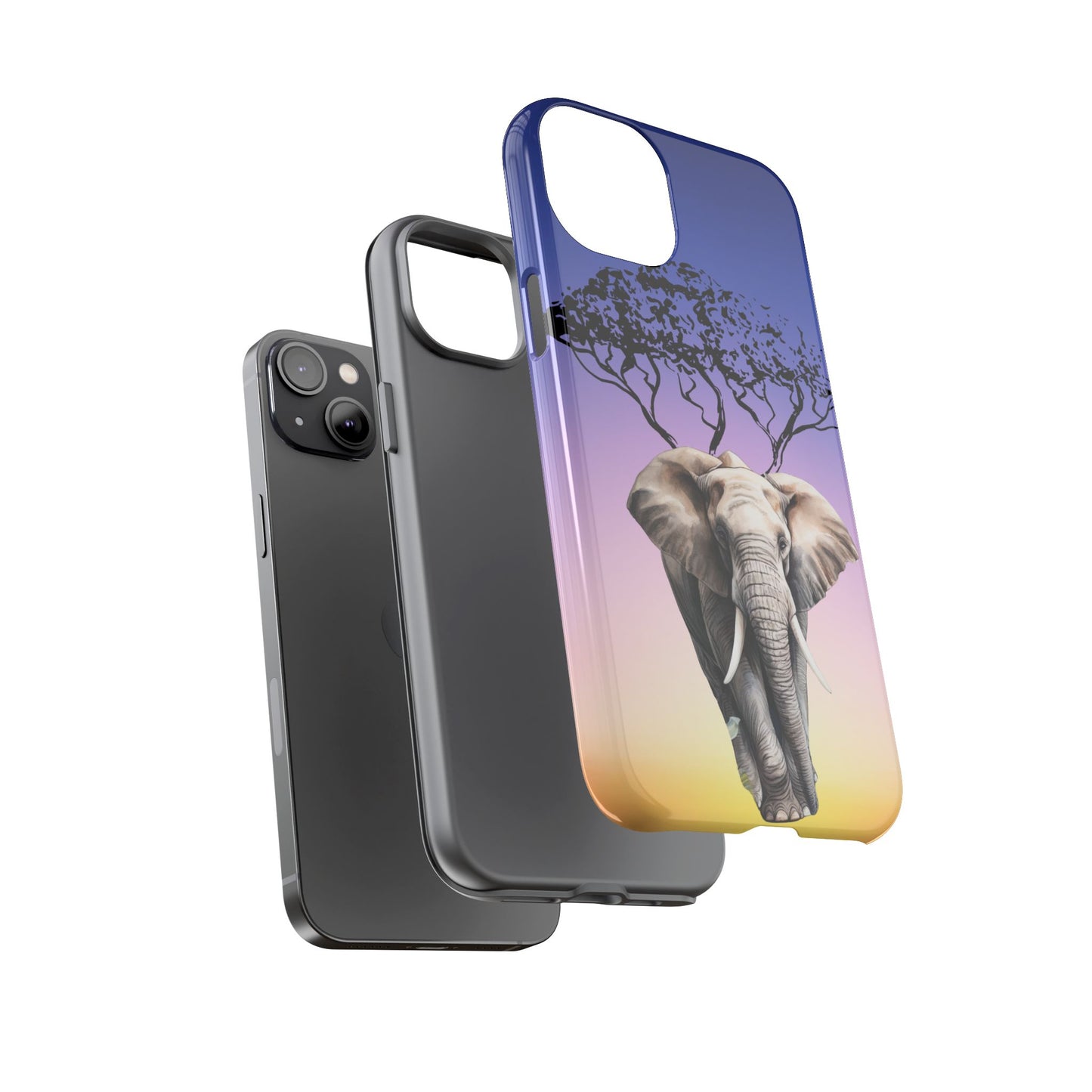 Surreal Elephant Tree Mobile Cover – Dreamy Sunset Fantasy