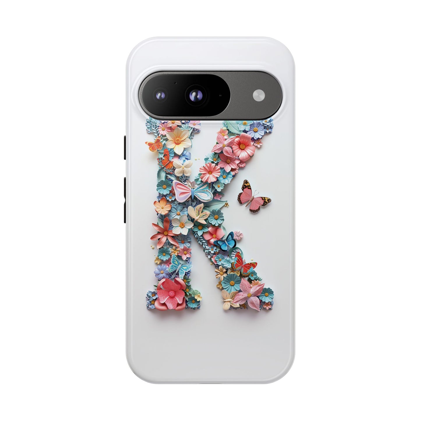 Floral Letter K Phone Case – Personalized Aesthetic Cover for iPhone, Samsung & Google Pixel