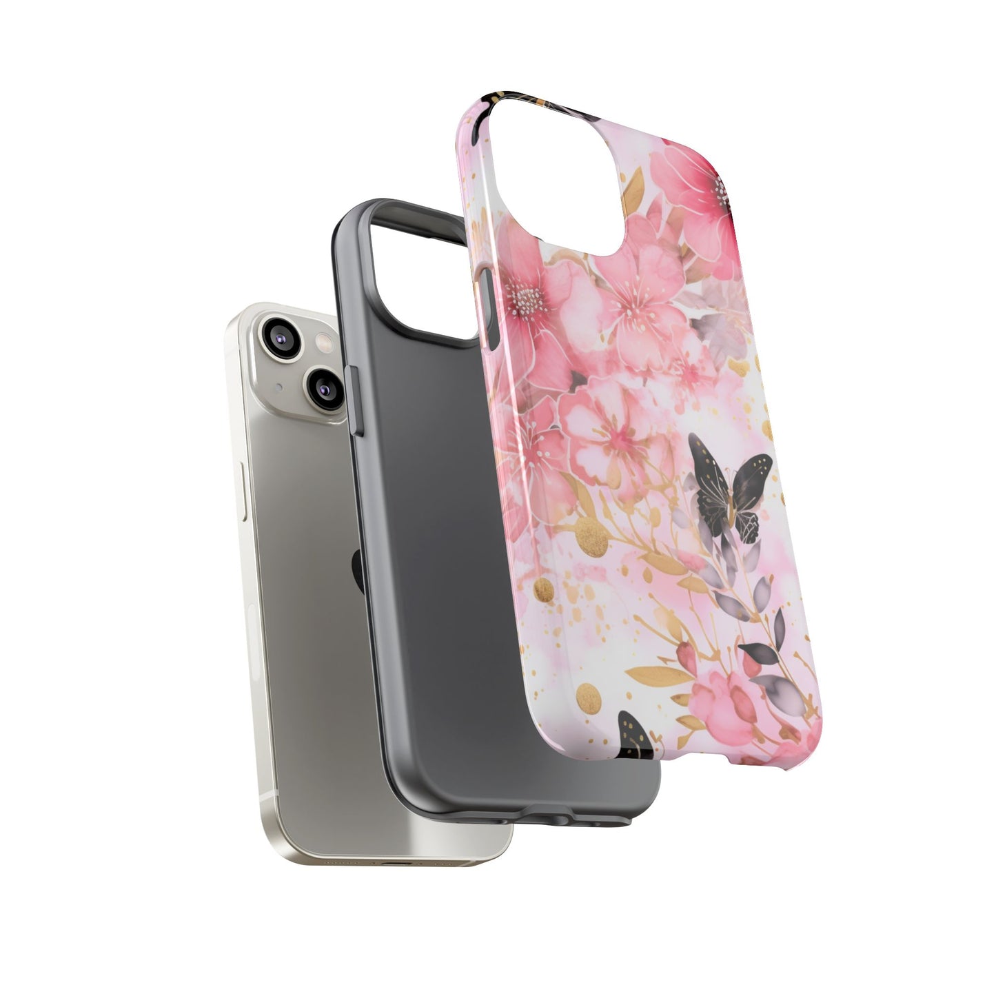 Pink Blossom & Gold Butterfly Mobile Case