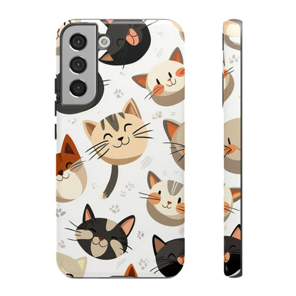 Cute Cat Faces Phone Case – Kawaii Anime Style for iPhone, Samsung & Google Pixel, Fun and Playful Cat Design