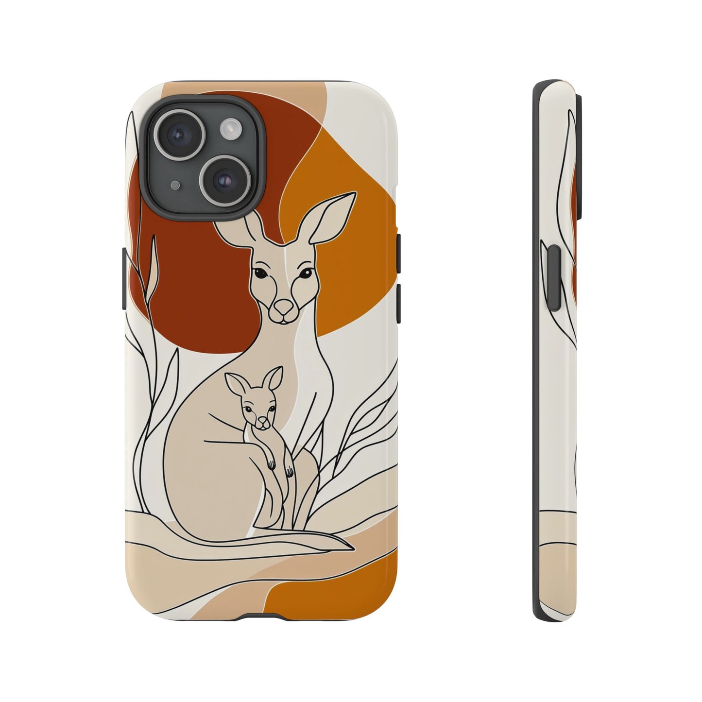 Outback Love: Kangaroo & Joey Line Art Phone Case for iPhone, Samsung & Pixel
