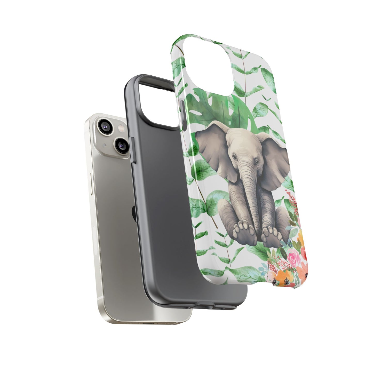 Cute Baby Elephant Mobile Cover – Floral & Tropical Aesthetic