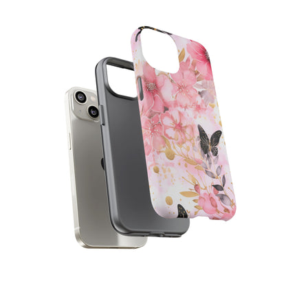 Pink Blossom & Gold Butterfly Mobile Case