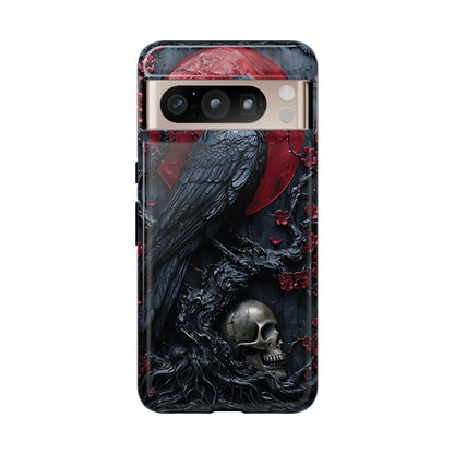 Gothic Sculpture Of Raven On Charcoal Tree Branch phone case design