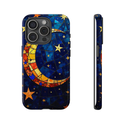 Celestial Crescent: Vibrant Moon and Stars Phone Case