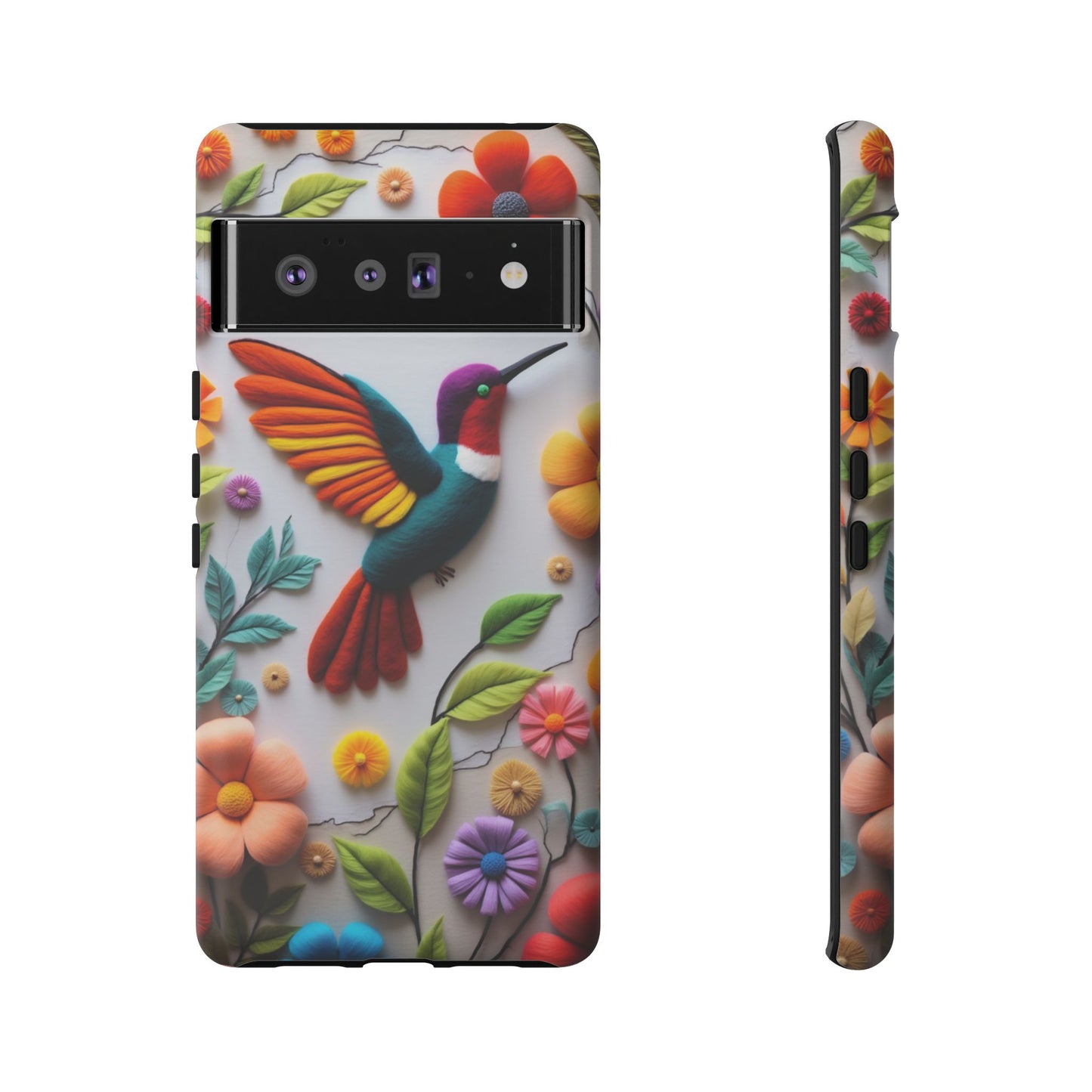 Embroidered Hummingbird with Floral Design | Nature's Elegant Stitch | iPhone 16 Pro