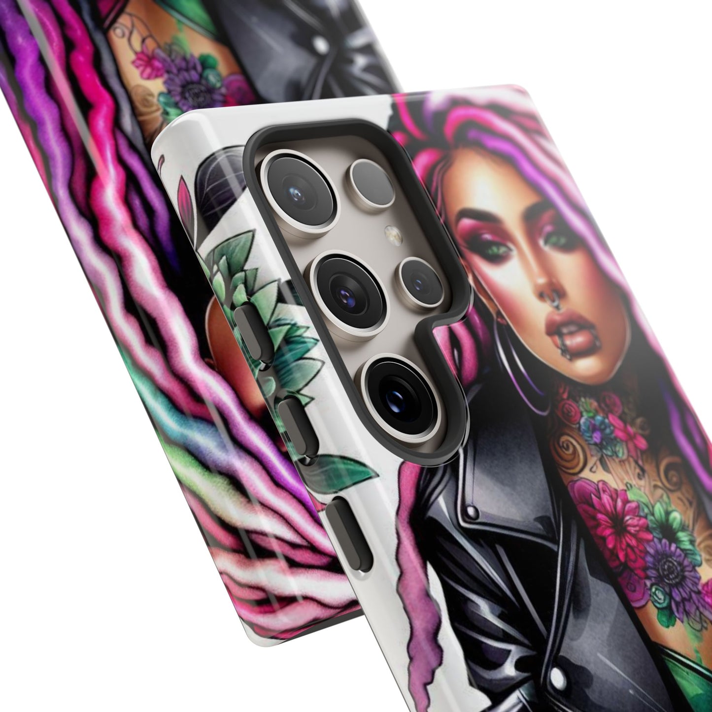 Neon Rebel – Vibrant Biker Queen Mobile Cover