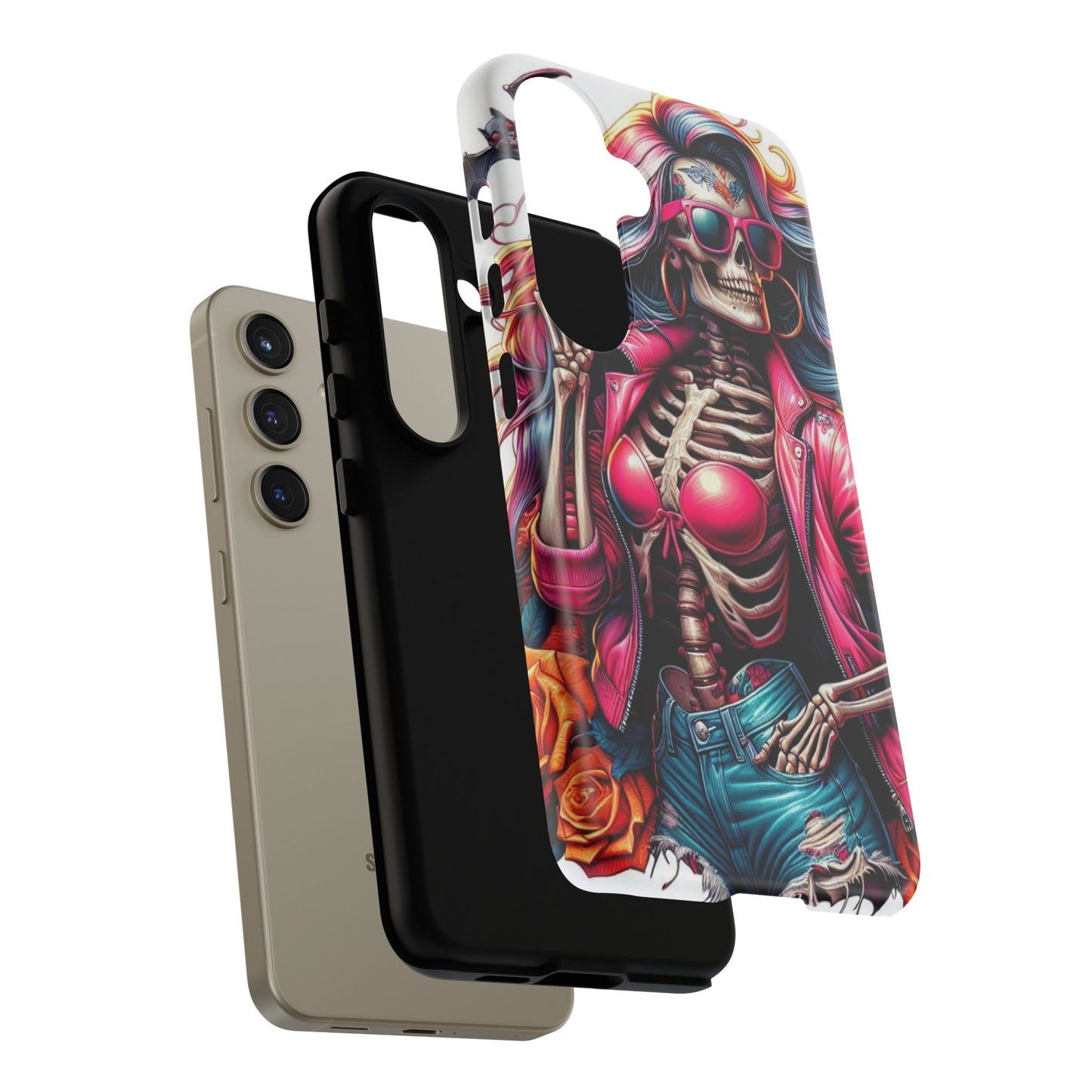 Neon Bones – Retro Skeleton & Vibrant Punk Aesthetic Mobile Cover