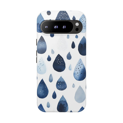 Indigo Rain Drops Watercolor Phone Case for iPhone, google Pixel & Samsung