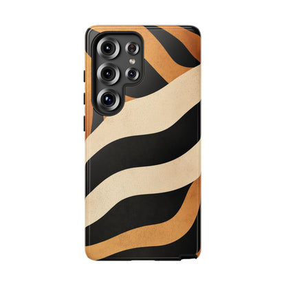 Bold Tiger Stripes Phone Case – Black, Orange & Cream Perfect for iPhone, Samsung & Google Pixel