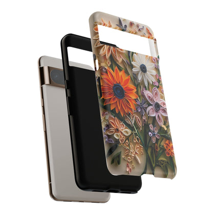 Intricate Quilled Floral Artwork In Vibrant Colors phone case design.