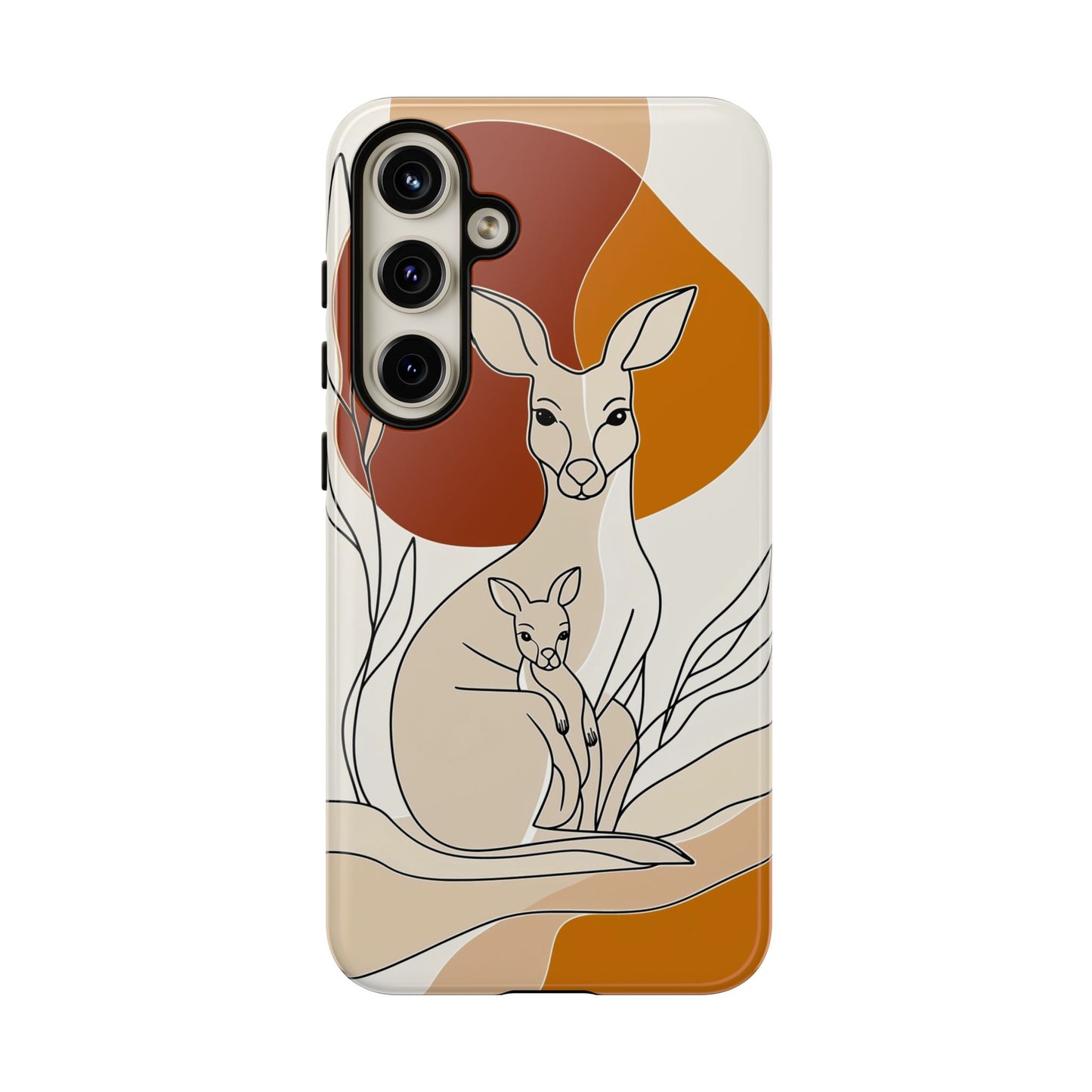Outback Love: Kangaroo & Joey Line Art Phone Case for iPhone, Samsung & Pixel