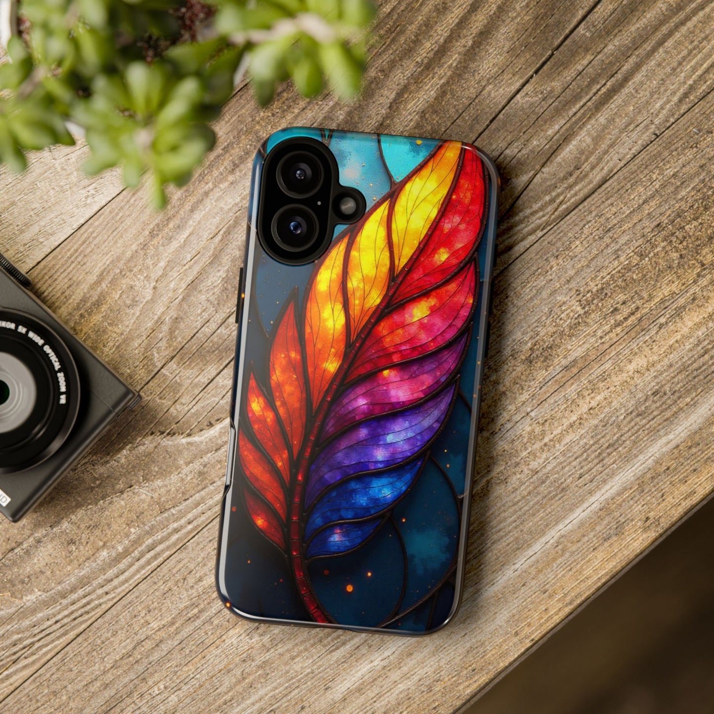 Vivid Feather: Stained Glass Abstract Art