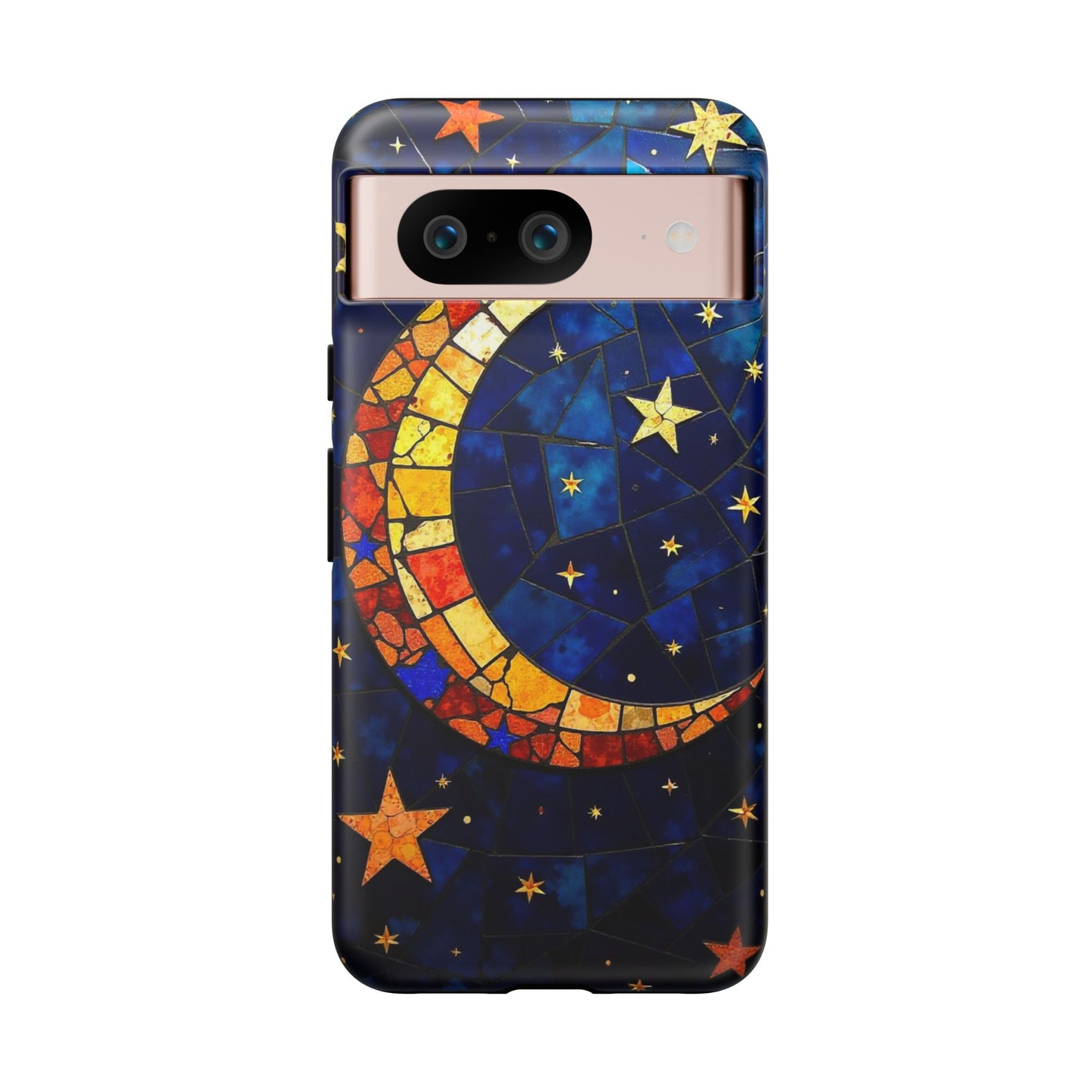 Celestial Crescent: Vibrant Moon and Stars Phone Case