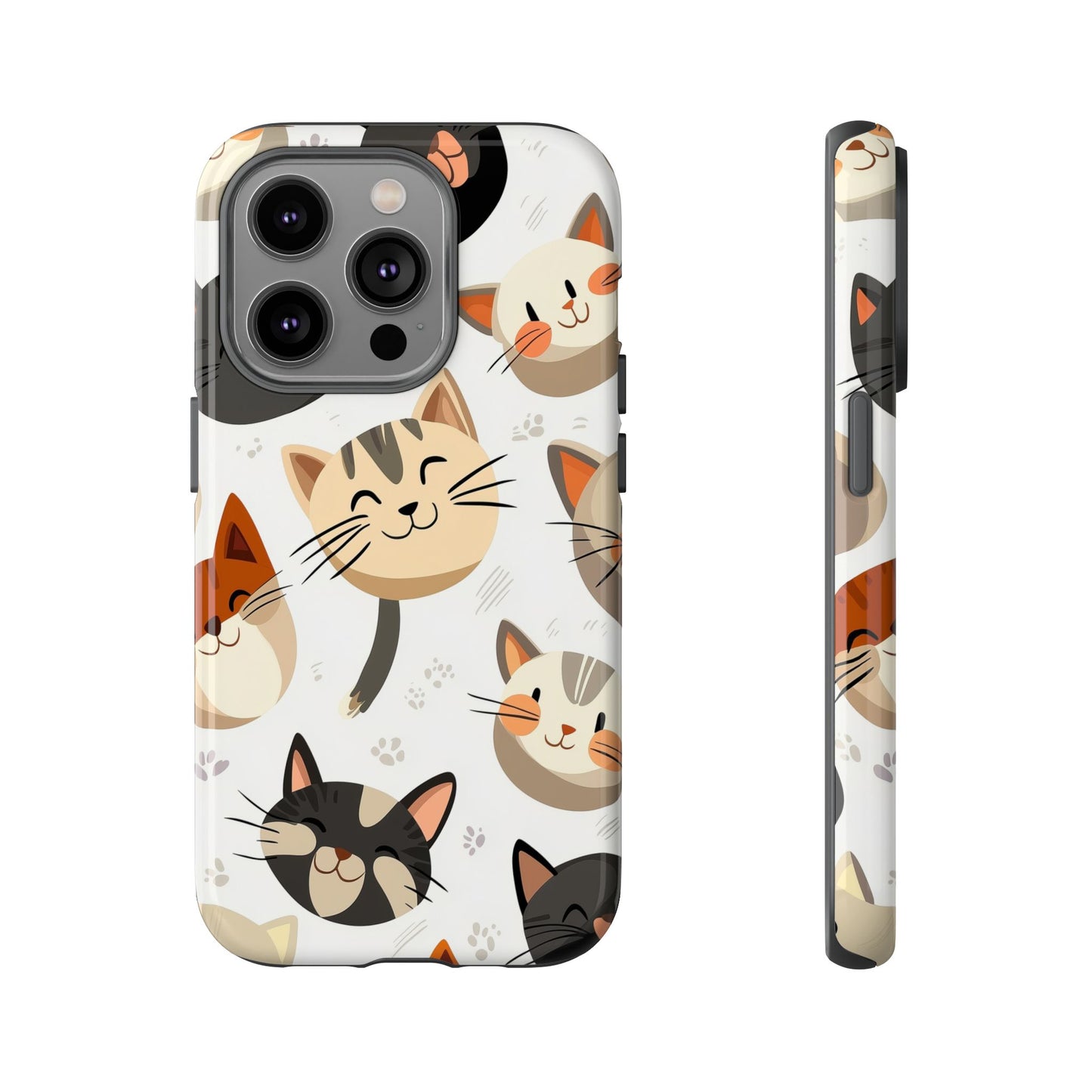Cute Cat Faces Phone Case – Kawaii Anime Style for iPhone, Samsung & Google Pixel, Fun and Playful Cat Design