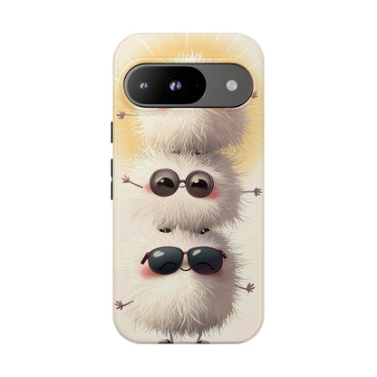 Stacked Fluff Squad Phone Case – Kawaii Anime Creatures with Sunglasses, iPhone, Samsung & Google Pixel Case
